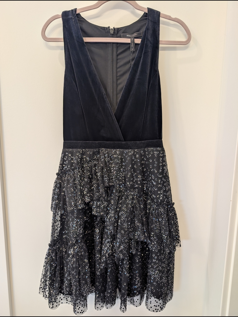 BCBGMAXAZRIA Black Sparkle Mesh Dress